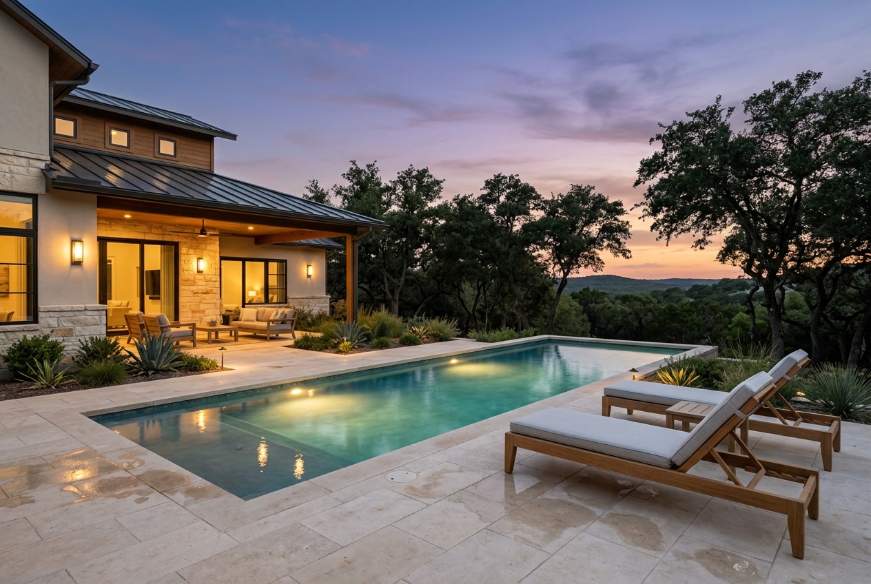 A pool at dusk